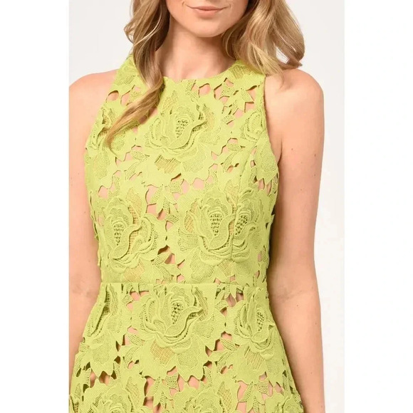 NWT! Adelyn Rae Cassie 3D Crochet Mini Dress in Lime Green Sz S - Picture 3 of 10